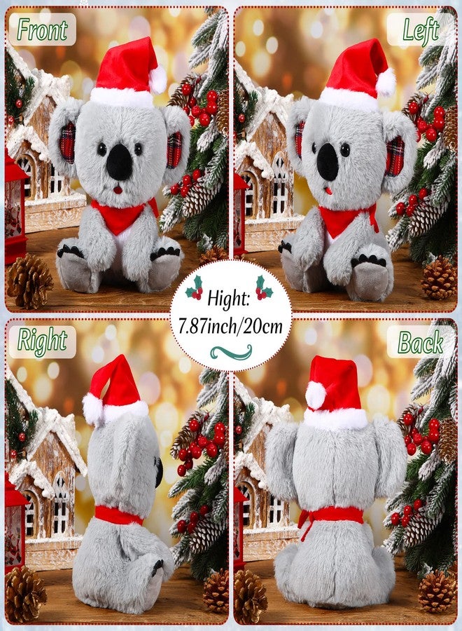 Threan 8 Inch Christmas Stuffed Animal Christmas Plush Doll with Santa Hat for Holiday Decoration Winter Gifts(Koalas Style) - Image 2